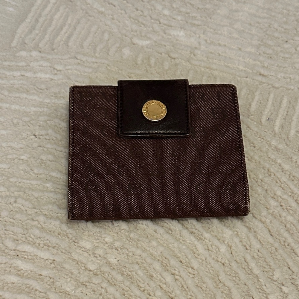 Elegant Bvlgari Denim Brown Wallet